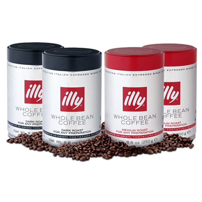 illy Whole Bean Coffee Pack featuring Classico Coffee – Medium Roast and Intenso Coffee – Dark Roast