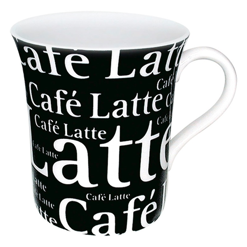 Konitz 12oz Cafe Latte Writing Mug in Black