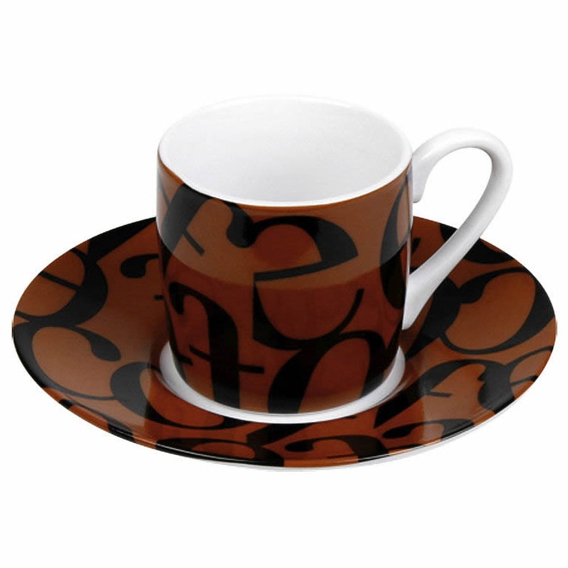 Konitz 3oz Script Collage Espresso Cup and Saucer