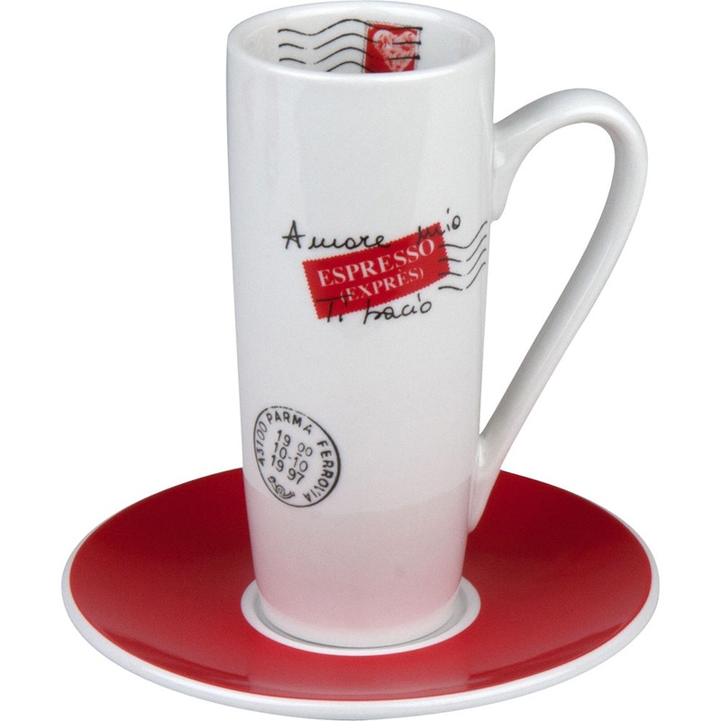 Konitz Coffee Bar Set of Two 8oz Latte Macchiato Cups and Saucers