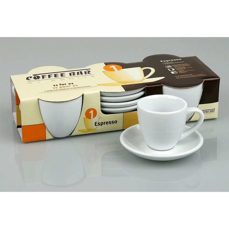 Konitz Set of Four 3oz Espresso Doppio Cups and Saucers