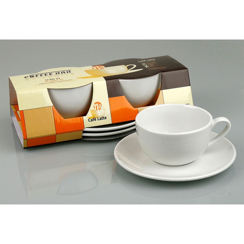 Konitz Set of Two 15oz Cafe Latte Cups and Saucers