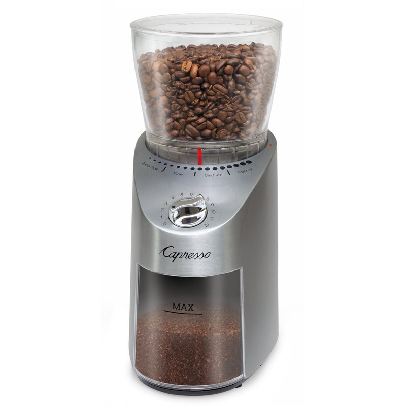 Capresso Infinity Plus Conical Burr Coffee Grinder in Metal