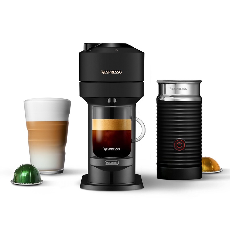 Nespresso Vertuo Next Espresso Machine by DeLonghi with Aeroccino – Matte Black