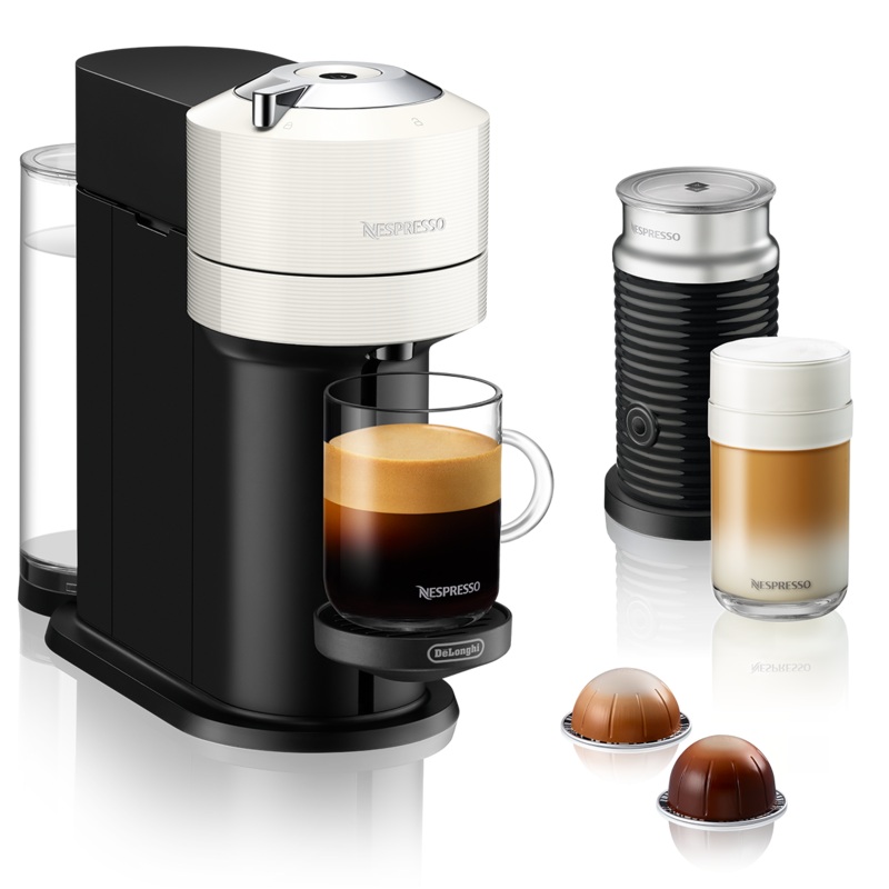Nespresso Vertuo Next Espresso Machine by DeLonghi with Aeroccino – White