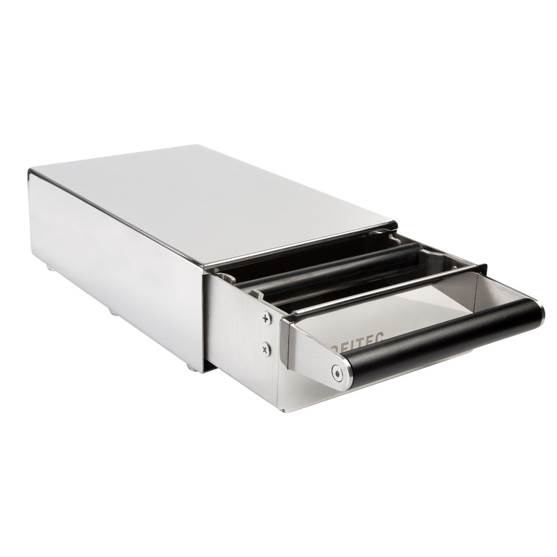 Profitec Knock Drawer|Matte Black|Polished Steel