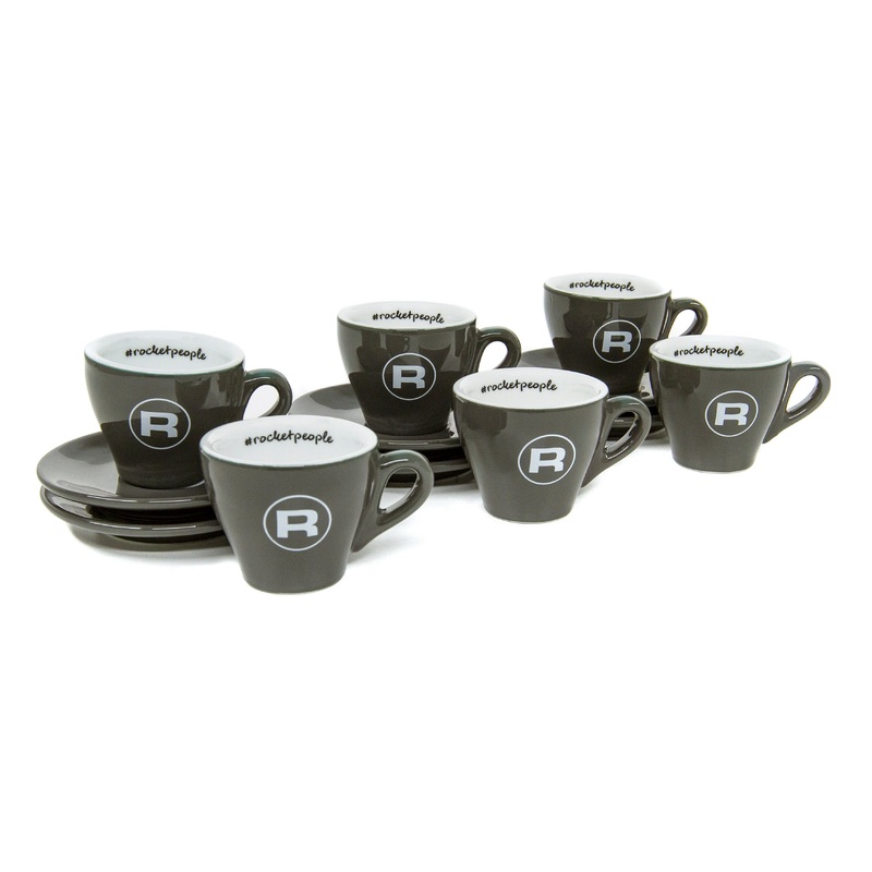 Rocket Espresso 6 Piece Espresso Cup and Saucer Set – Grey