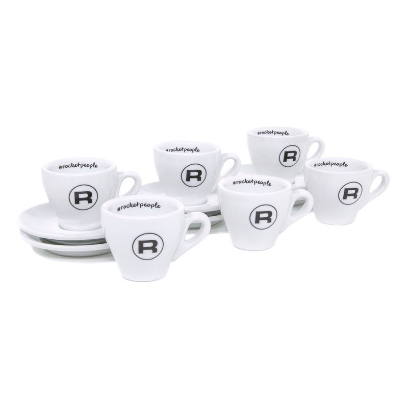 Rocket Espresso 6 Piece Espresso Cup and Saucer Set – White